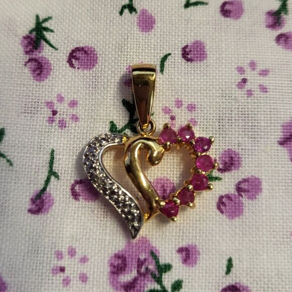 Ross Simons Ruby & Diamond Accent Heart Pendant - Picture 2 of 5